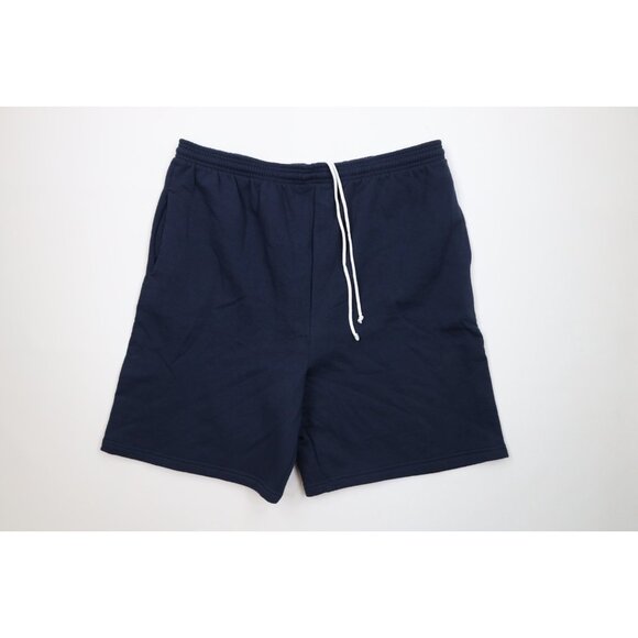 Vintage 90s Streetwear Mens Size 3XL Faded Blank Sweatpants Shorts Navy Blue - Picture 1 of 10